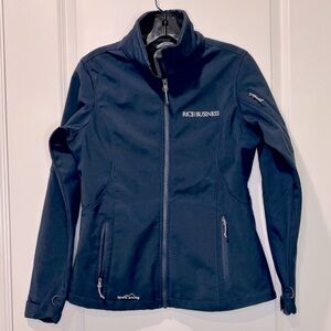 Eddie Bauer Navy Soft Shell Jacket Rice Business Logo Size Small